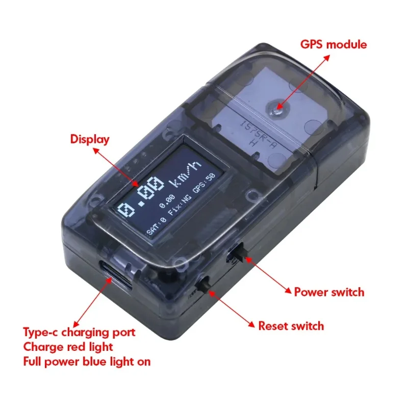 High-Accuracy GPS Speedometer W/ Built-in LIPO Battery for RC Cars Drones Airplanes Real-Time Speed Tracking Lightweight FPV