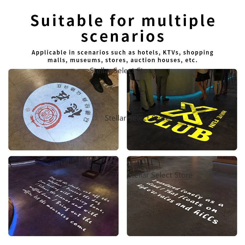 Free Custom Logo Advertising LED Sign Wall Projection Outdoor Waterproof IP67 HD&Bright Recessed  Projector Aluminum Glass