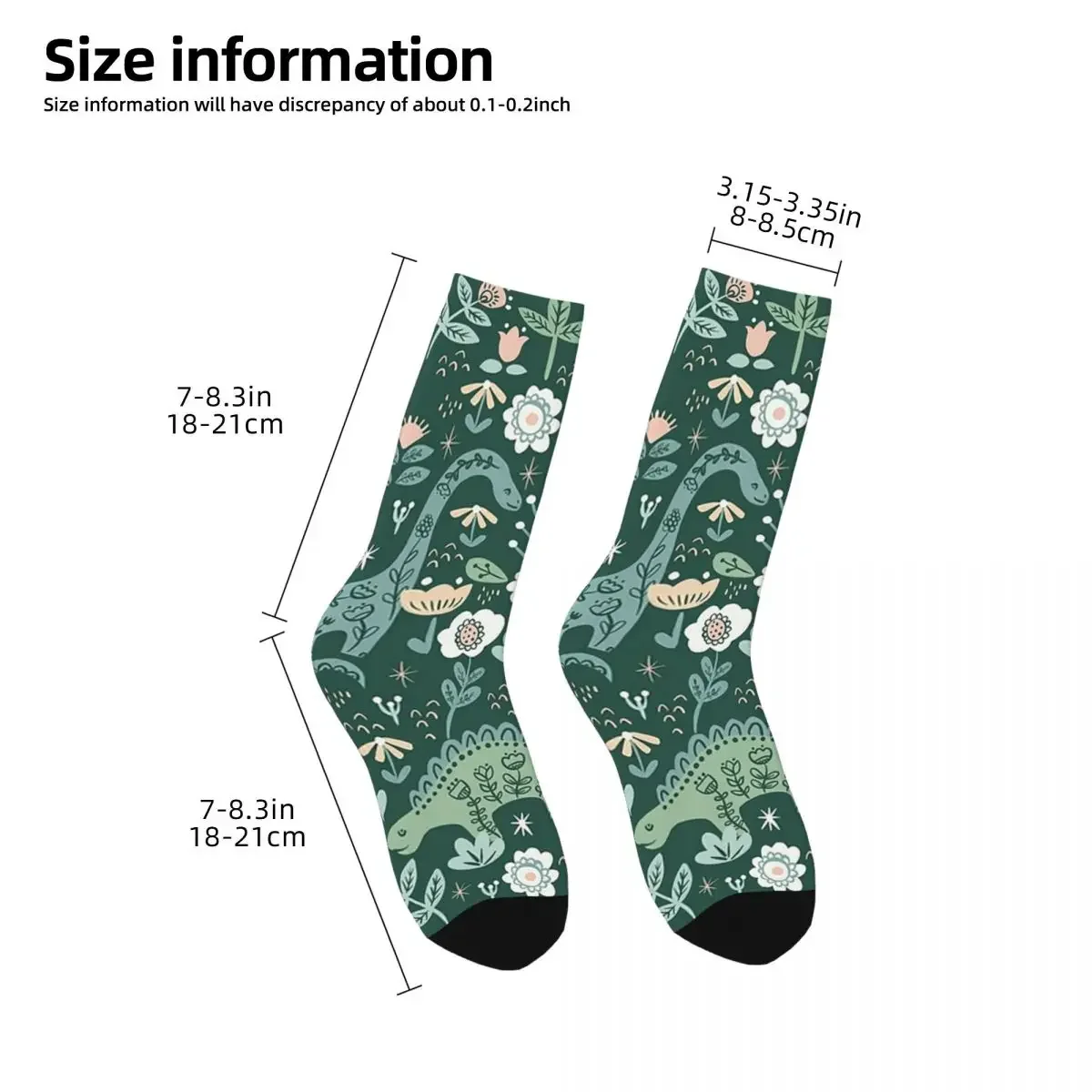 Folk Floral Dinosaur Socks Harajuku Sweat Absorbing Stockings All Season Long Socks Accessories for Man's Woman's Gifts