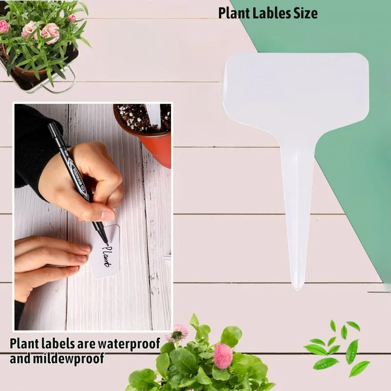 White Nursery Garden Plant Tags Reusable Stake Tags Markers Plastic Writing Plate Board Plug In Card for Potted Plants Seedlings