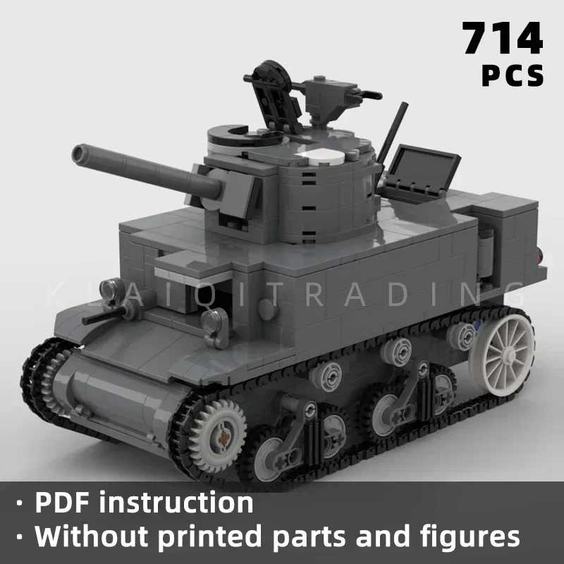 

realistic US M3A1 stuart light tank M3 M5 WWII WW2 bricks armored armed vehicle car blocks military army war moc toy kids gift