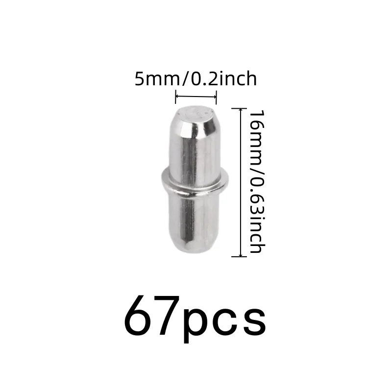 67 pcs Bookcase Layer Pins, Compact Peg Design, suitable for Home Furniture Hardware, Iron Metal Material