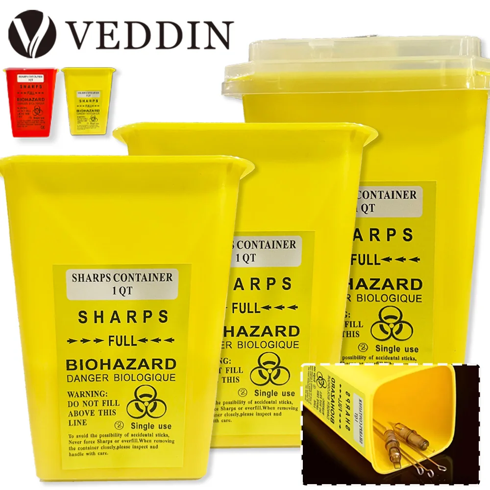 Tattoo Artist's Hazard Waste Collector Plastic Yellow Red Tattoo Sharps Containers for Cartridges Needle Tip Keep Neat and Clean
