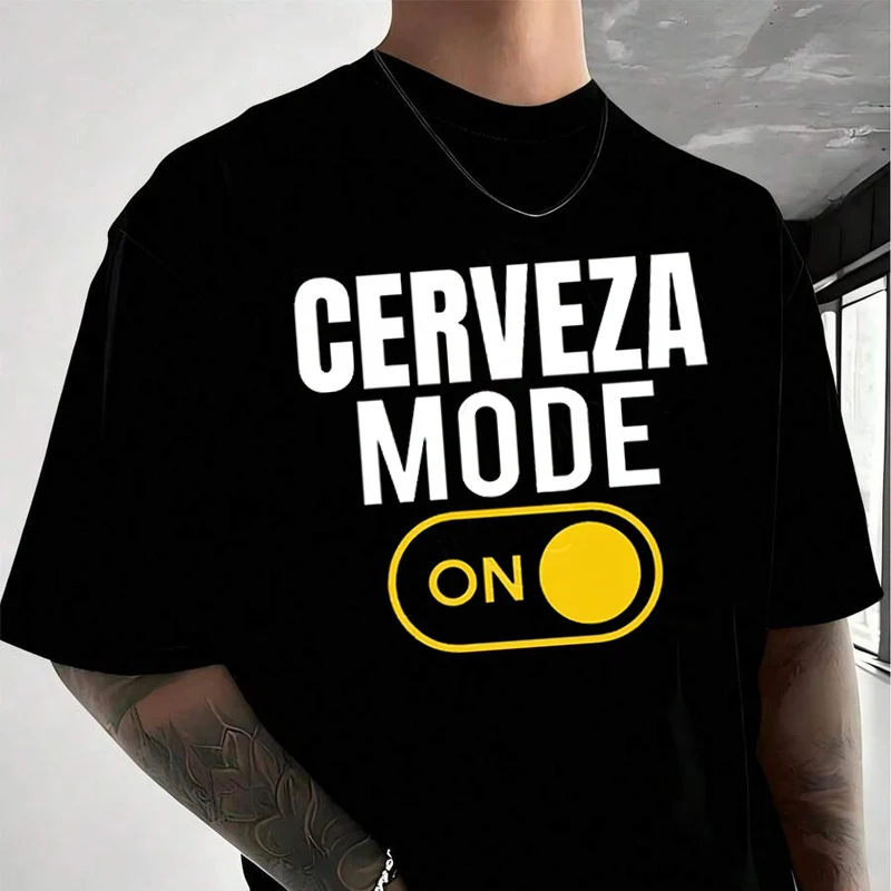 

Cerveza Mode Bear Fashion Motorcycle Graphic Print T-shirt Men's and Women's Tee Cotton Casual Short-sleeved O-neck Tshirt Tops
