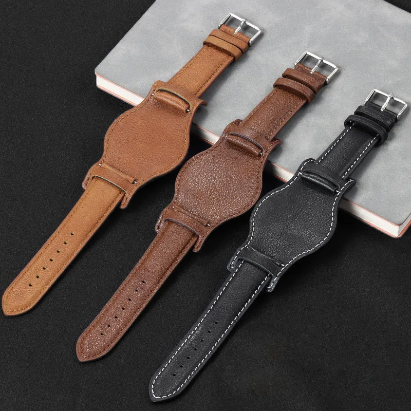 Genuine Leather Watch Strap for Seiko for Omega Cowhide Strap Vintage Wrist Band Replacement 18mm 20mm 22mm for Citizen Bracelet