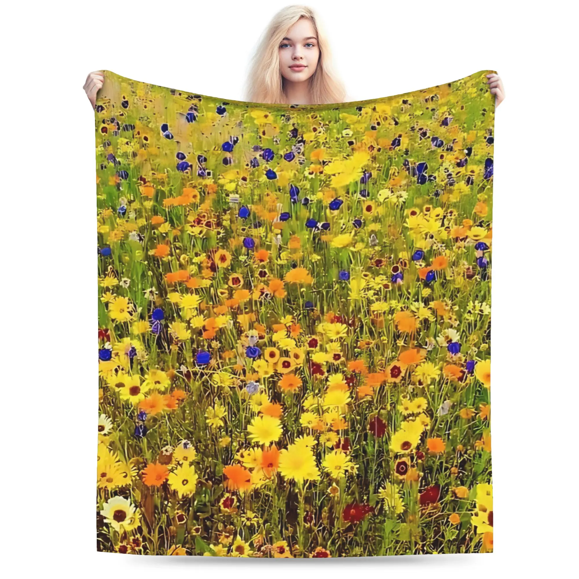 Flower Market  Flannel Blanket Spring  Warm Soft Throw Blanket for Boy Girl Couch Chair Street Trend Bedspread Sofa Bed Cover