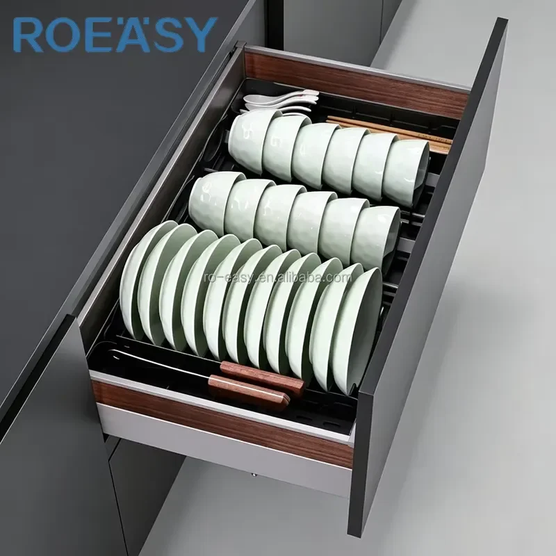 Soft Close Kitchen Cabinet Drawer Organizer Rack for Cutlery Utensils Dish Storage Basket Slide Out Tray Silverware Holder