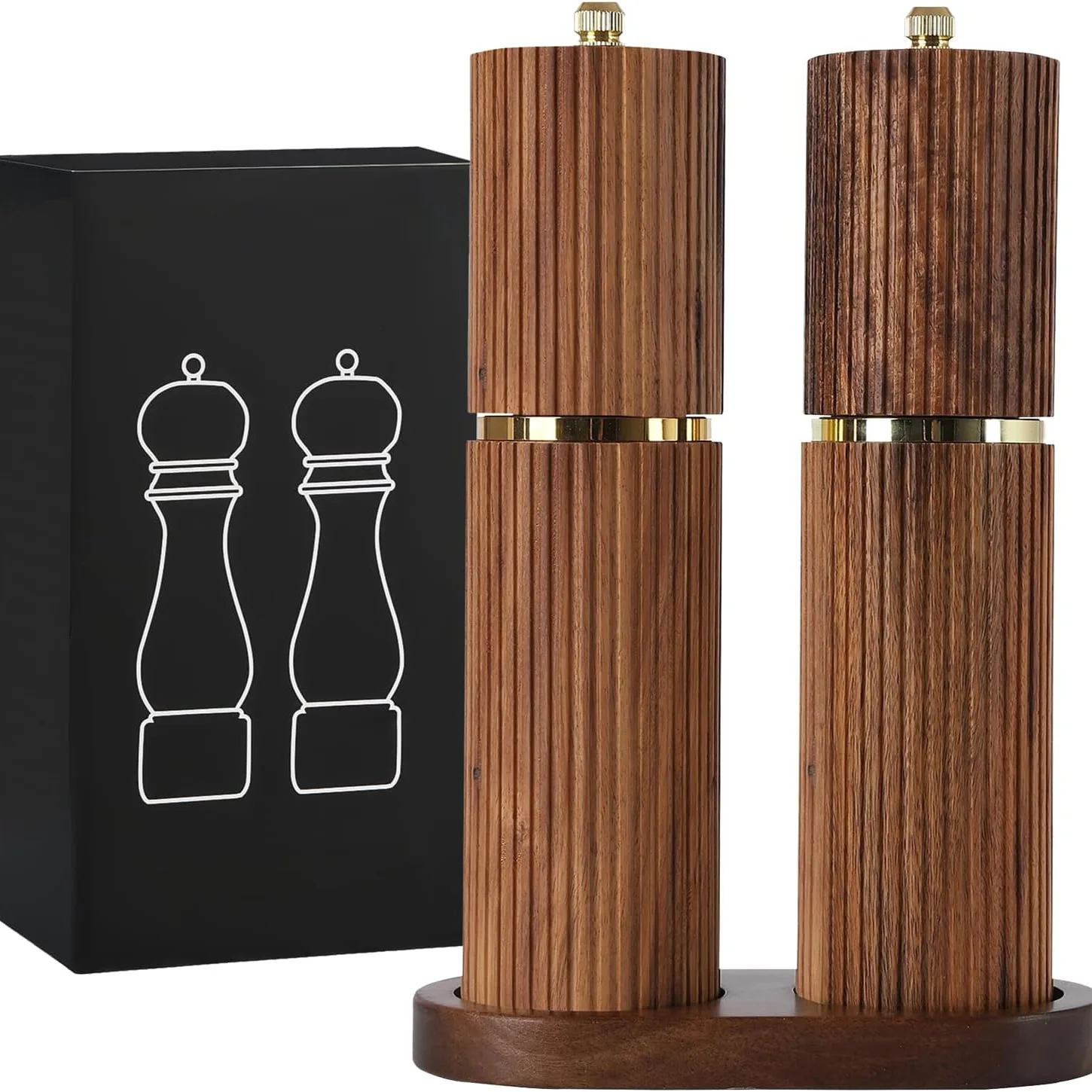 Wooden Pepper Grinder Manual Mill Adjustable Coarseness, Refillable for Kitchen, Table, Cooking, Seasoning Peppercorns Tools