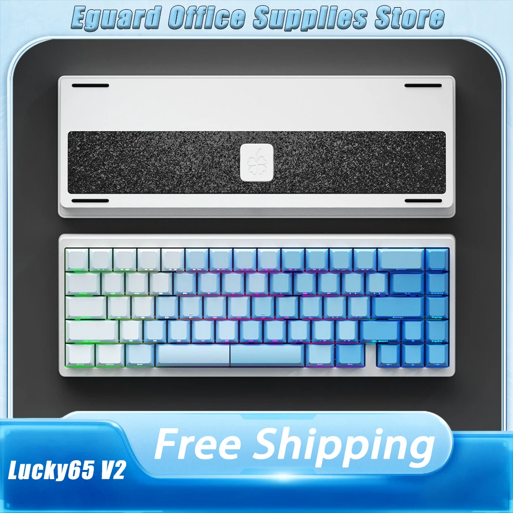 Weikav Lucky65 V2 Mechanical Keyboard Three Mode Aluminium Alloy 2.4G RGB Gasket Hotswap Customize Gaming Keyboard PC Gamer Gift