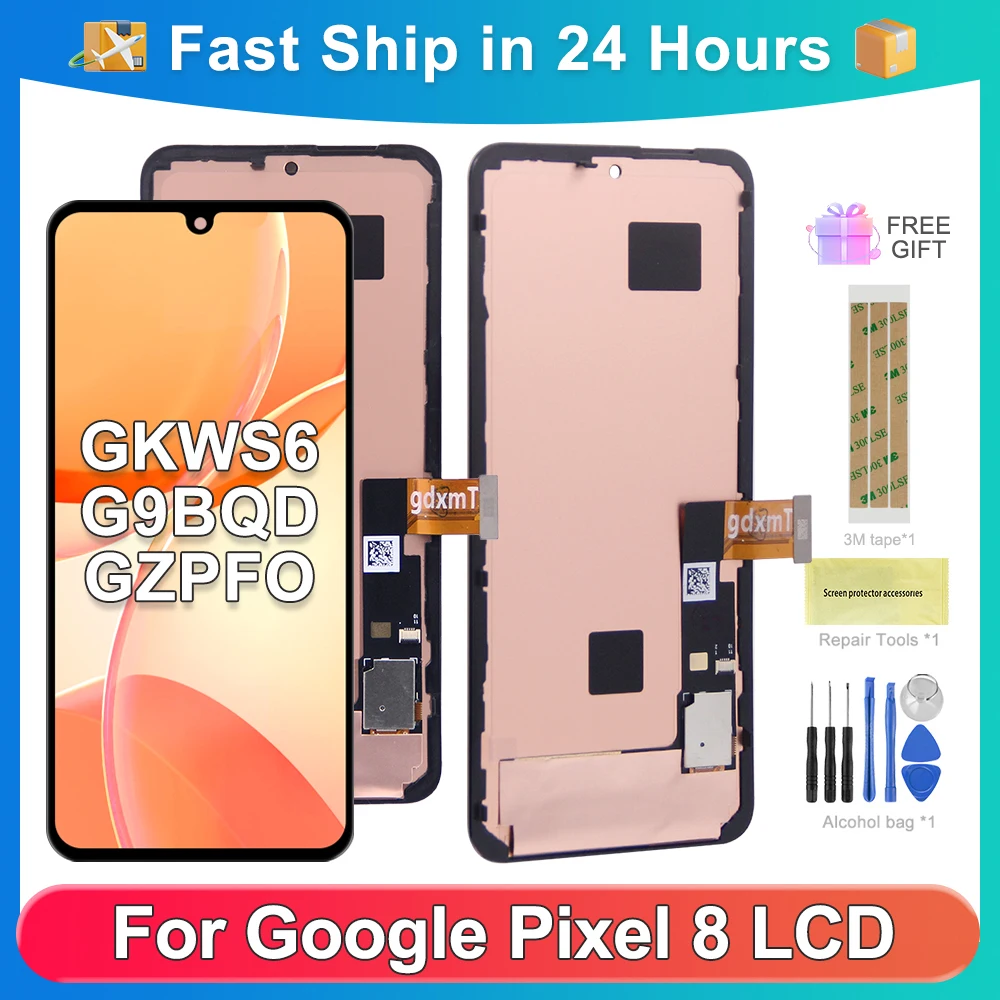 Для AMOLED Pixel 8 для Google Pixel 8 GKWS6 G9BQD GPJ41 ЖК-дисплей, сменный преобразователь сенсорного экрана в сборе
