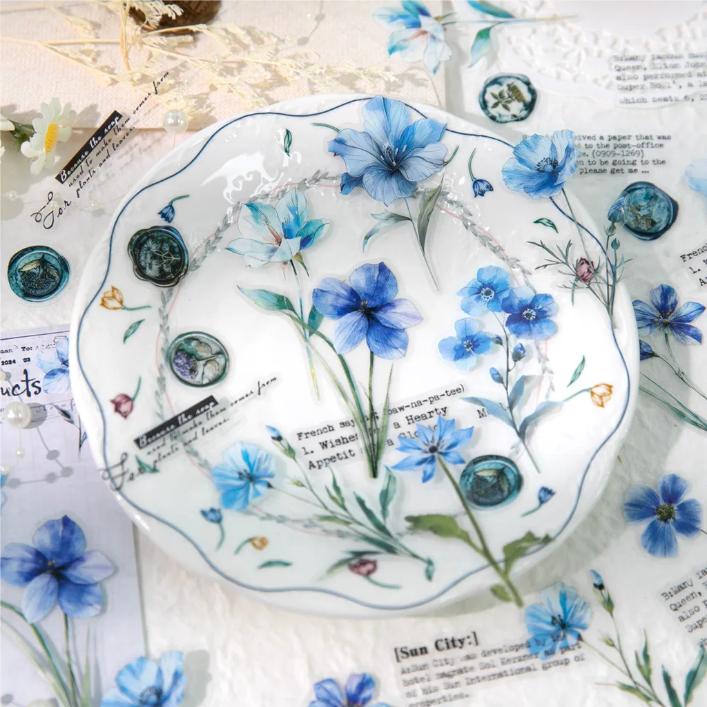 40 Stück Blumen-Themen-Aufkleber für Scrapbooking Selbstklebende Scrapbooking-Sticker Zubehör Junk Journal Aufkleber