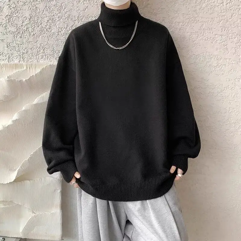 

Cleanfit High Ne Sweater Men's Autumn Winter Trendy Pure Color Simple Match Inner irt Knittedwear Hong Kong Sle