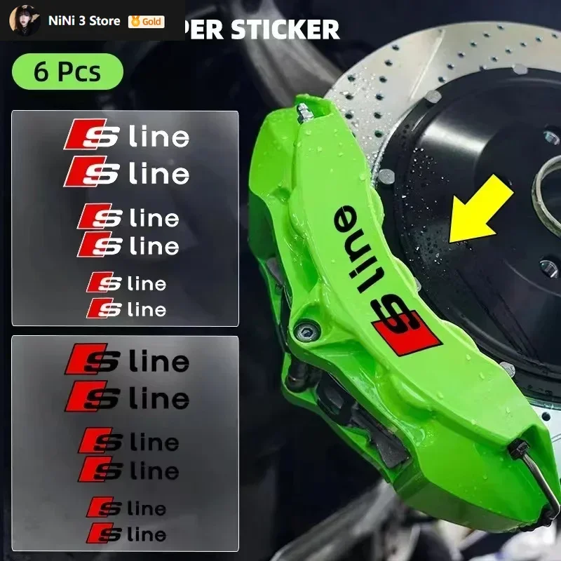 For Audi Sline A4 B7 B8 B9 A3 8P 8V 8L A5 A6 C6 C5 C7 4F A1 A7 Car Brake Caliper Sticker Heat Resistant Decals Auto Accessories view 2