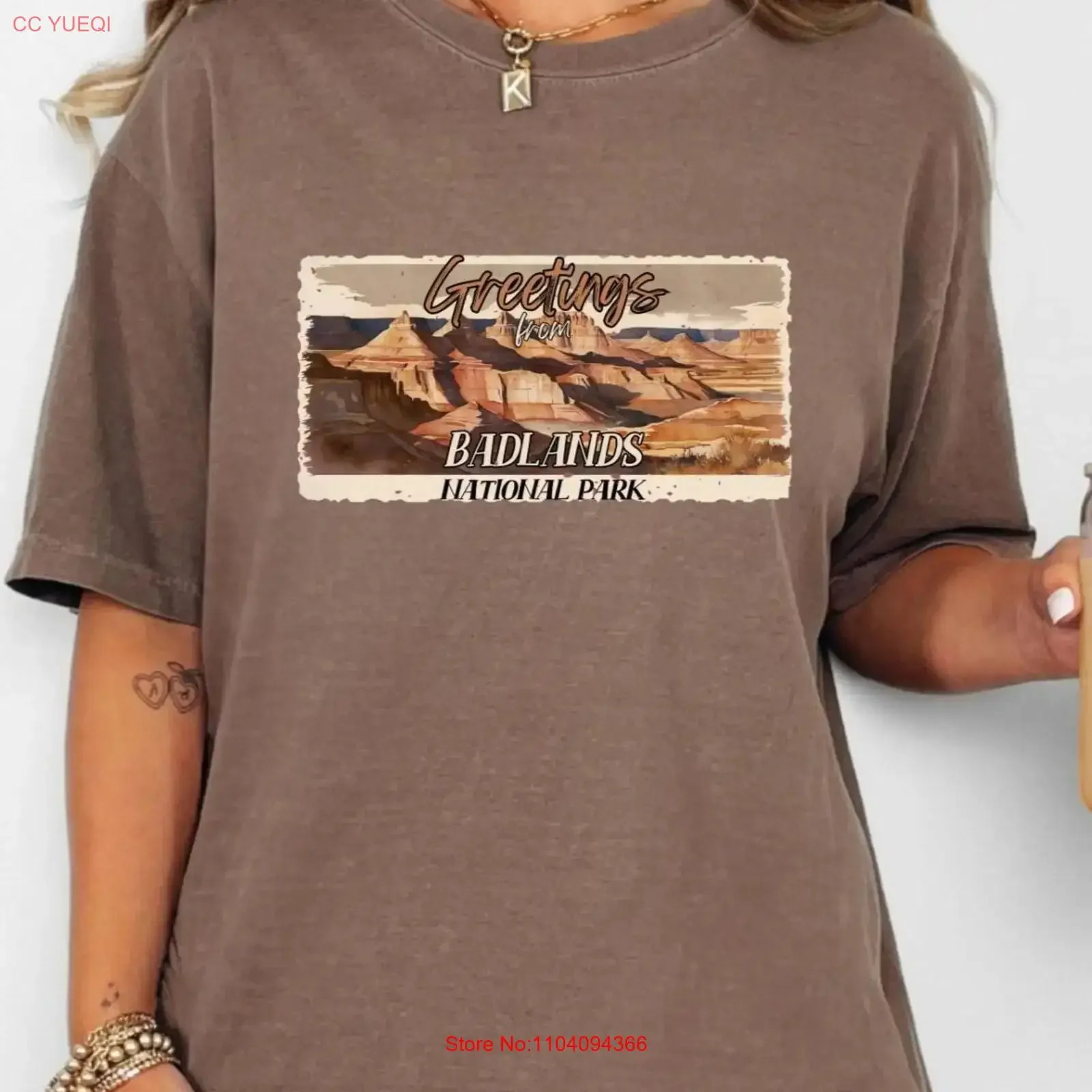 Badlands National Park T Shirt Vintage Postcard Design Hiking Retro US Parks Granola Girl Adventure Camping  vintage Washed