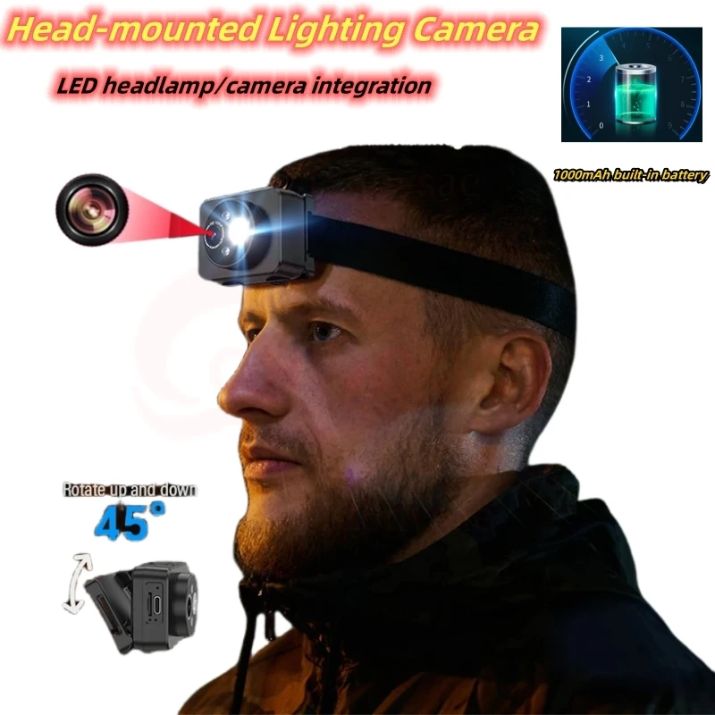 2MP Action Camera Head-mounted Lighting Camcorders 1000mah Built-in Battery Smart Sports Cam LED Headlamp 1080P Video Recorder