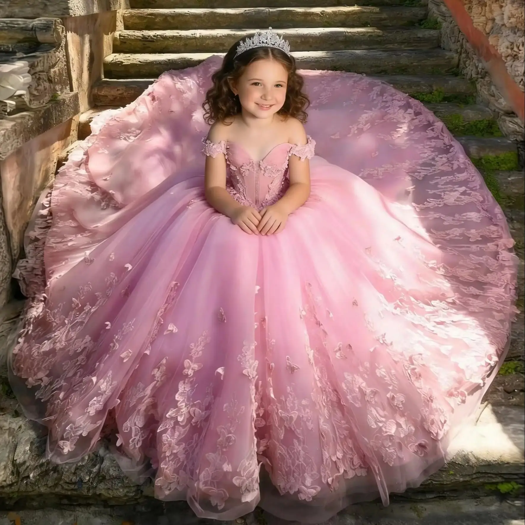 robe-de-bal-pour-petite-fille-avec-appliques-en-dentelle-robe-de-demoiselle-d'honneur-personnalisee-papillon-3d-avec-volants-et-nœud-robe-de-concours-de-beaute-pour-fille-avec-perles