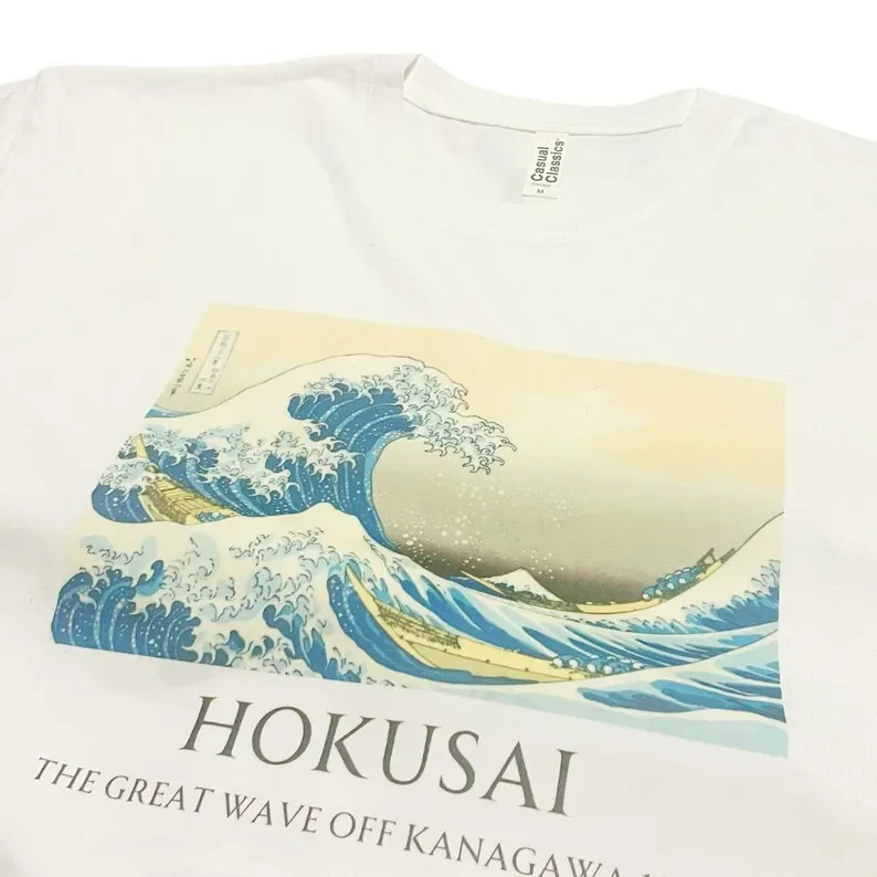 Hokusai Great Wave off Kanazawa T-Shirt with Title Vintage Japanese Art