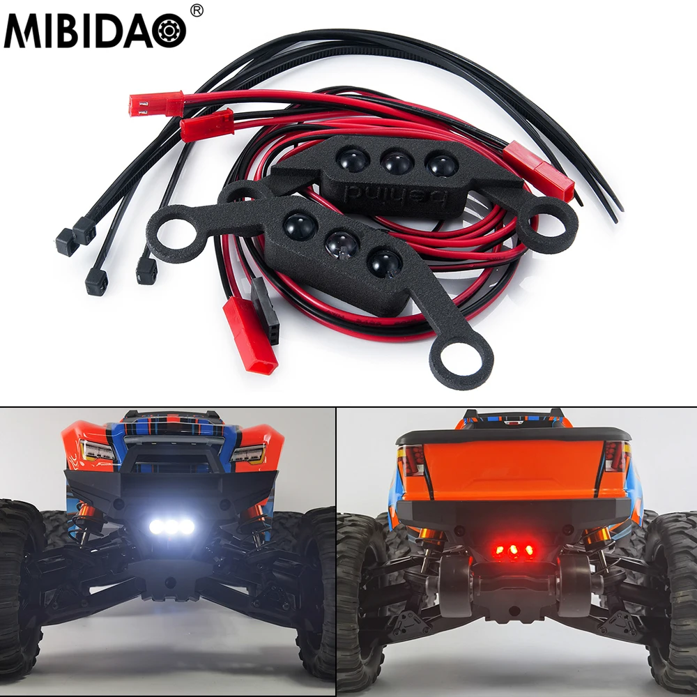 MIBIDAO RC Car Front & Rear Light LED Spotlight Headlamp For 1/10 Maxx WideMaxx Small X 89086-4 RC Crawler Upgrade Part