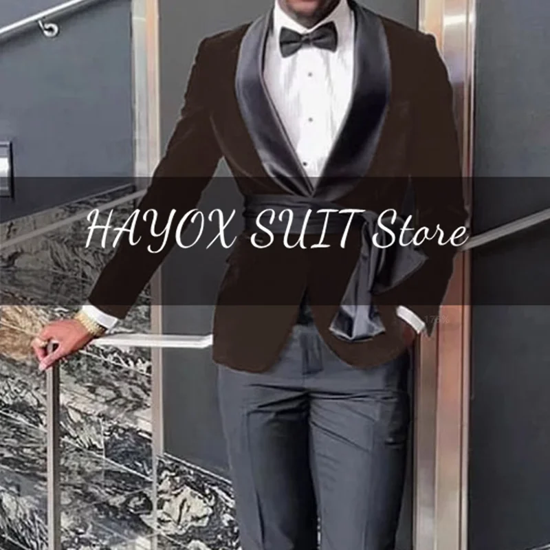 Abiti da uomo formale Slim Fit giacca con collo a scialle in velluto Fashion Business Wedding Groom Prom Party Tuxedo