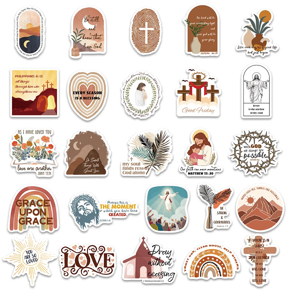 Imagem -04 - Impermeável Bíblia Adesivos Religiosos Decoração da Páscoa Faça Você Mesmo Bagagem Skate Ipad Ledger 50 Pcs