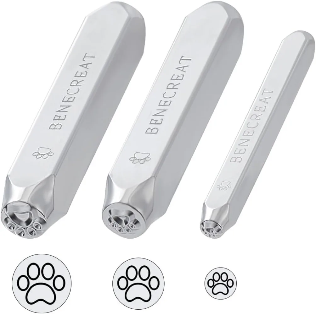 

3 шт., набор металлических штампов с дизайном собачьей лапы, 3/5/7 мм, металлические штампы для кожи, деревянной глины, штамповочные и штамповочные инструменты для ювелирных изделий