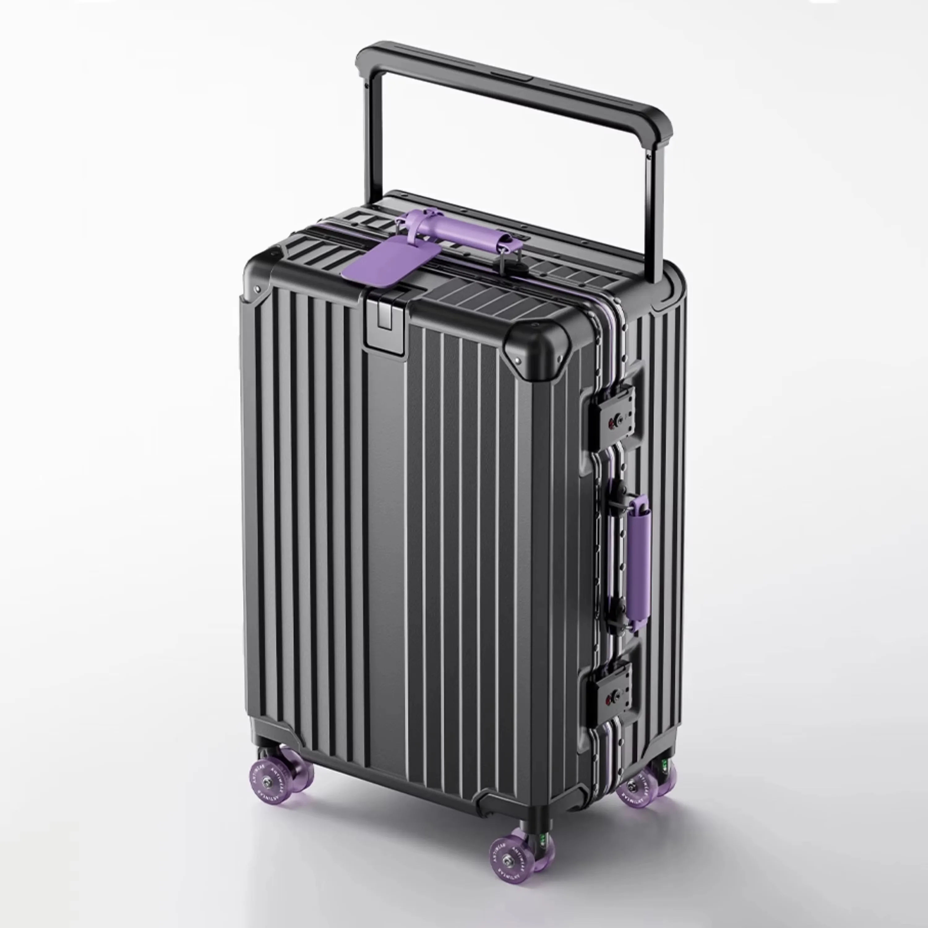 حقيبة عربة توازن السفر بمقود واسع مع عجلات صامتة ملونة وقفل TSA وأمتعة متدحرجة ومواد الكمبيوتر ذات سعة كبيرة #2