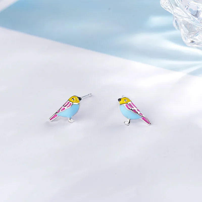 Women's 925 Sterling Silver Beautiful Bird Stud Earrings