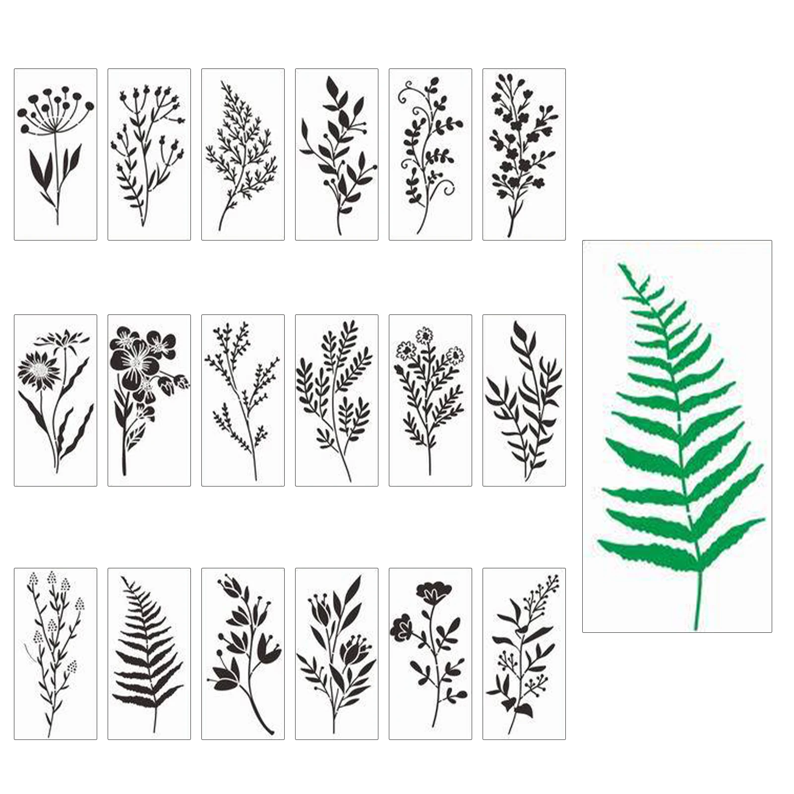 공예 식물용 스크랩북 웨딩 템플릿, 벽 야생화 스텐실 페인팅, 나무 드로잉 카드 장식 저널, 18 개