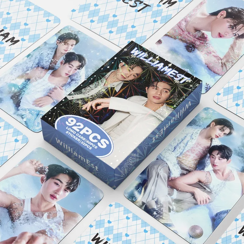 

92PCS WilliamEst Thai Celebrity CP Photocards with Bonus Stickers Set - High Quality Double-sided Lomo Cards Fan Gift