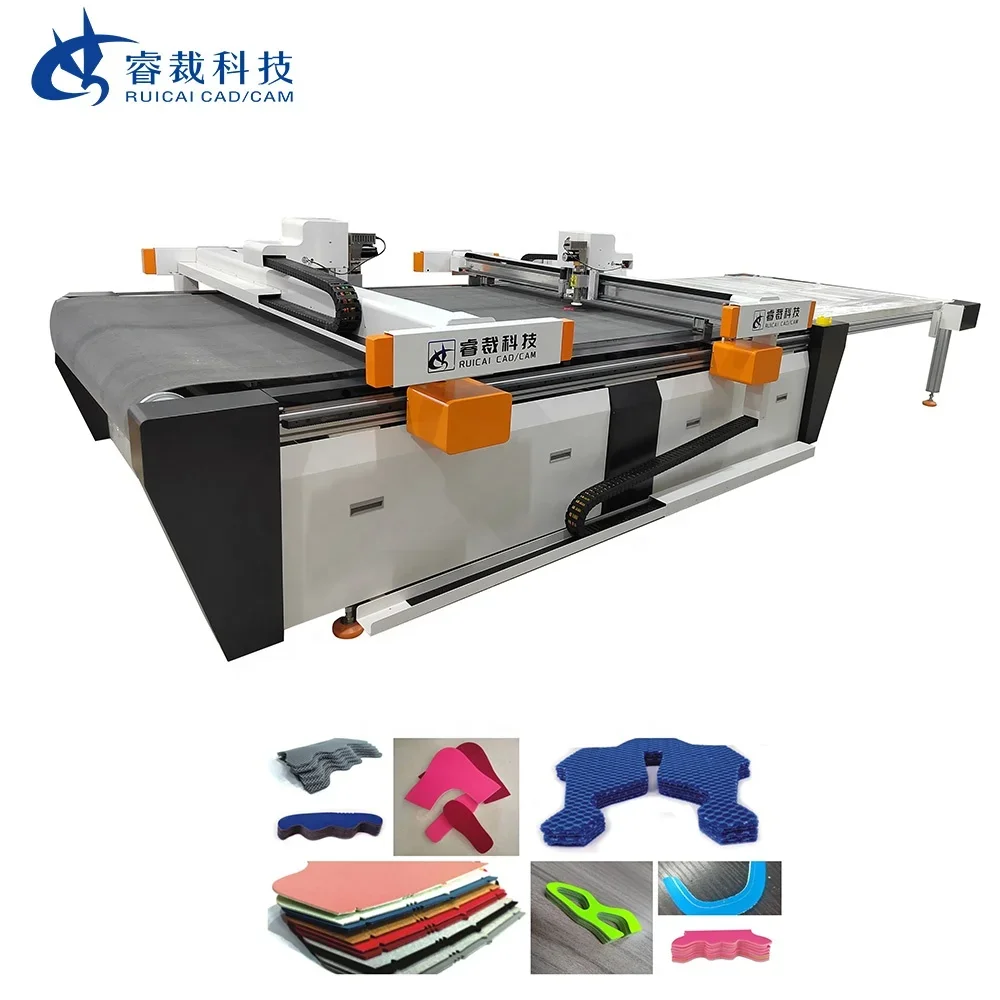 RUICAI Functional Oscillating Straight Knife Router CNC 2216 Rubber Gaskets Leather Carton Gasket CNC Cutting Machine with Punch