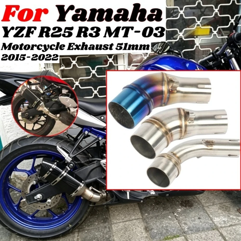 For Yamaha YZF R25 R3 MT-03 MT03 2015-2022 Motorcycle Exhaust 51mm Systems Connection Muffler Modified Slip on Middle Link Pipe