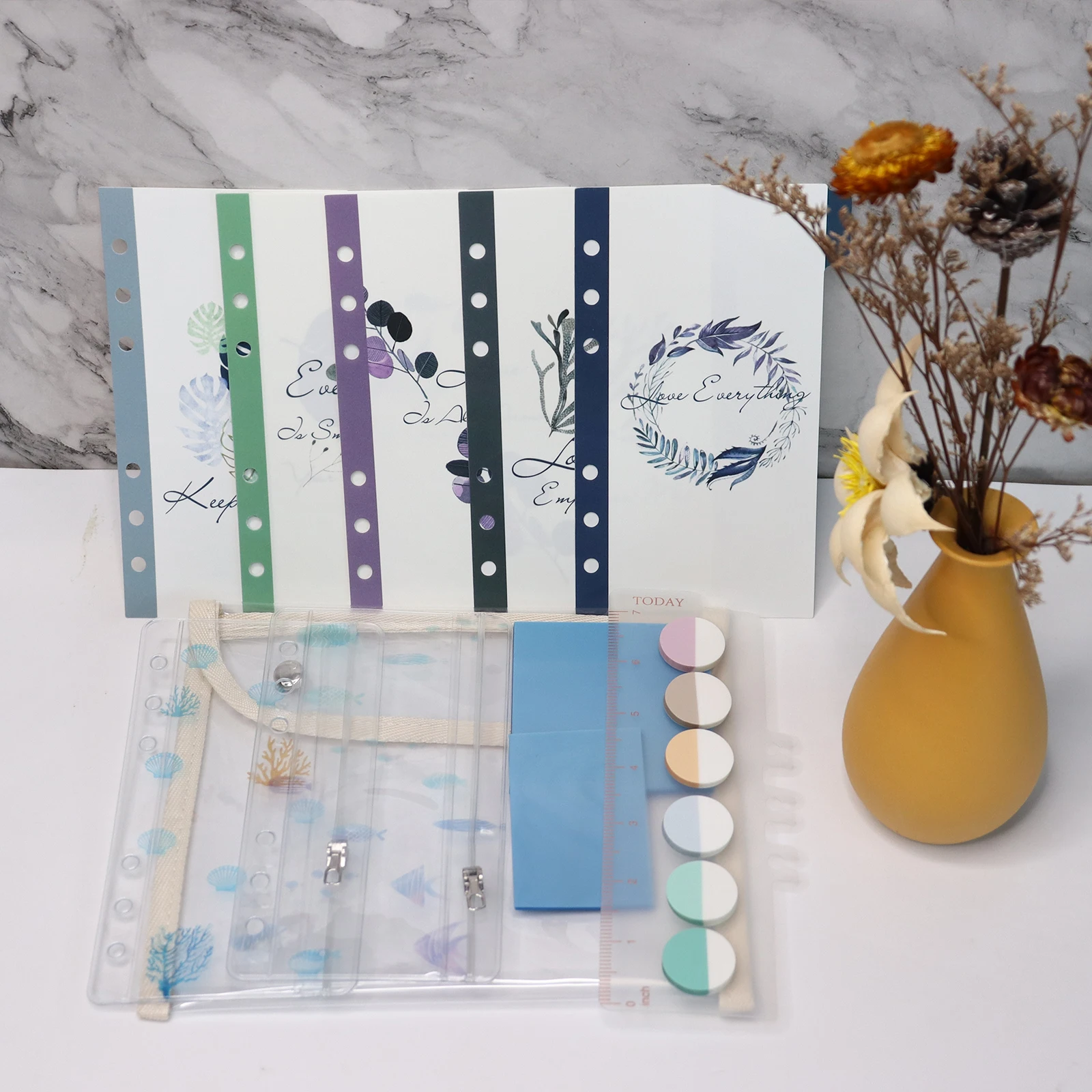 2022 Planner Accessories BookMark Journal Divider Set With Pockets Transparent Sticky Note In Transparent Bag For Gift