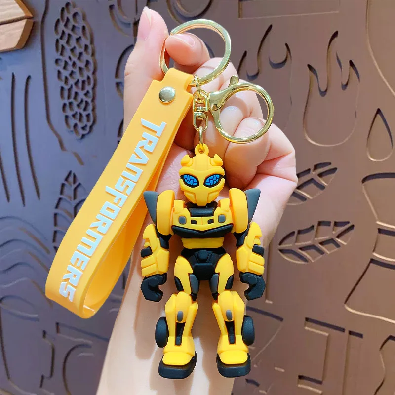 Anime Transformers Keychain Optimus Prime Bumblebee Figure Keyring Pendants Car Key Accessories Doll Ornaments Toy Gift for Kids