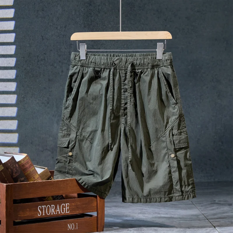 

Уличные легкие повседневные шорты, мужские летние новые трендовые рабочие брюки с несколькими карманами, брюки с пятью четвертью