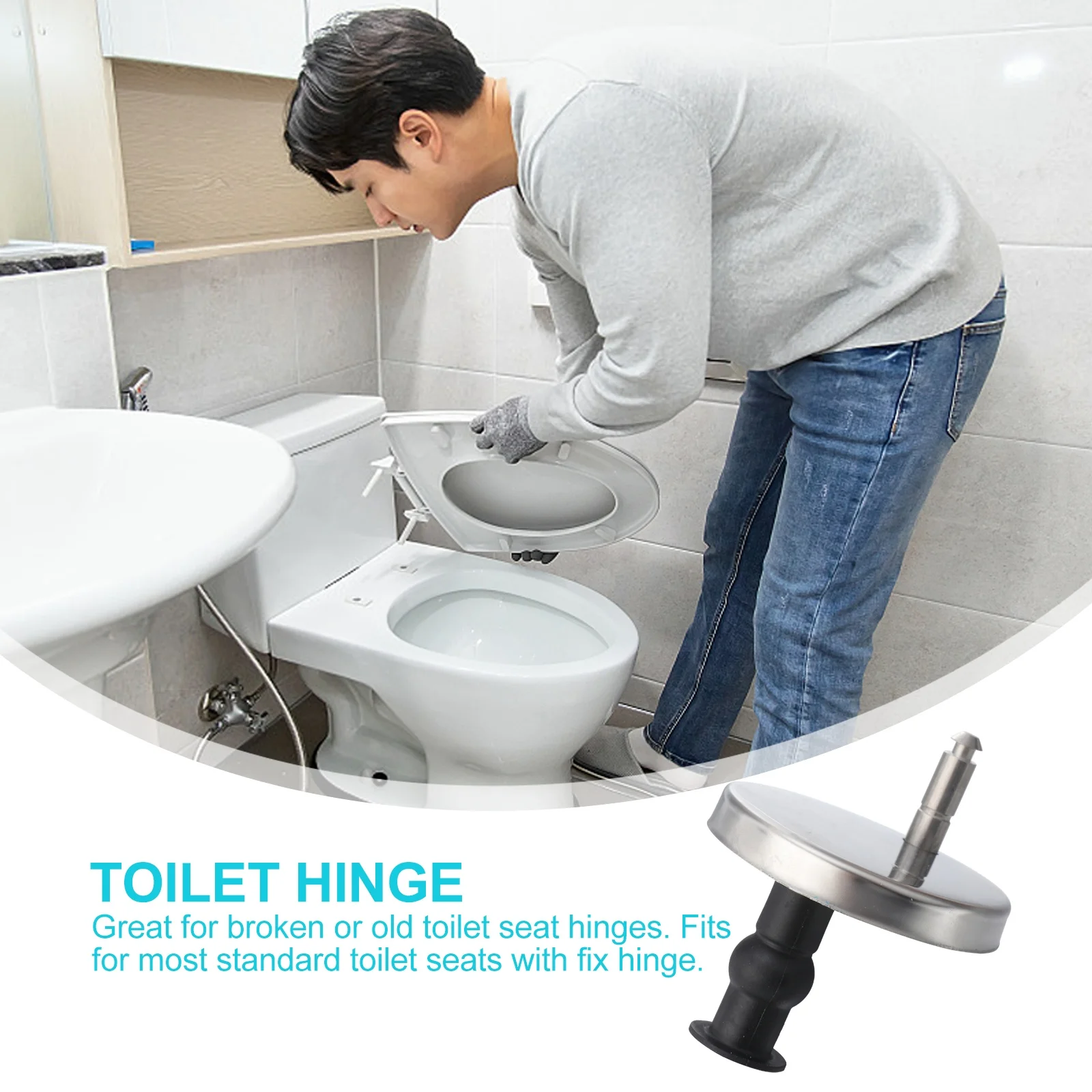 2 قطعة مقعد المرحاض تحديد الفولاذ المقاوم للصدأ المطاط ثقب أعمى تركيبات حزمة سهلة استبدال تحديد للمفصلات القياسية العودة إلى الحائط