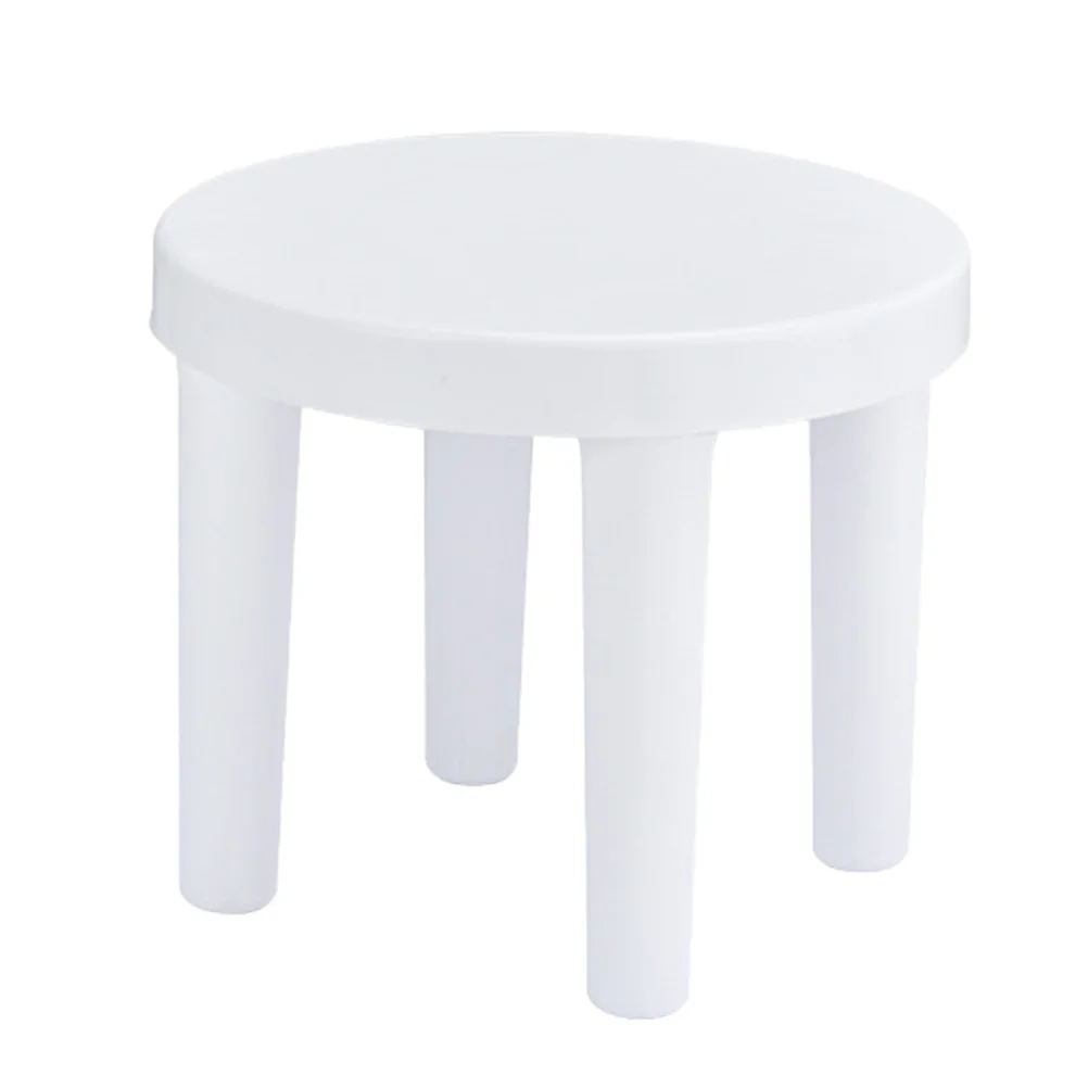 1pc Plastic Low For Anti-Slip Round Stool Bathroom Home Portable Sturdy Lightweight Step Stool Rv White
