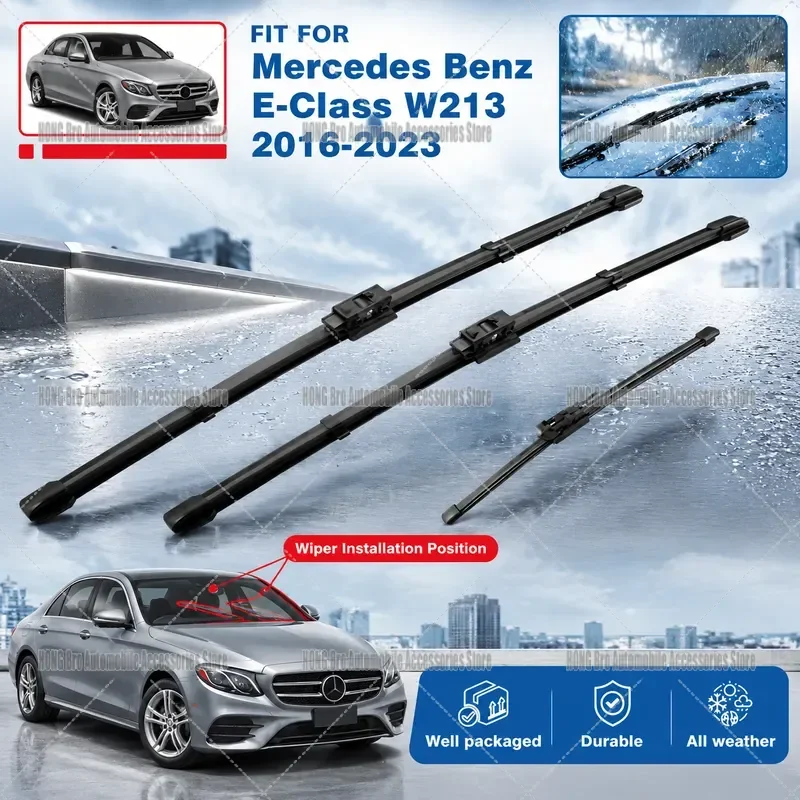 For Mercedes Benz E Class W213 S213 2016-2023 Front Rear Windshield Wiper Blades Set E300 E63 E220d Window Screen Cleaner