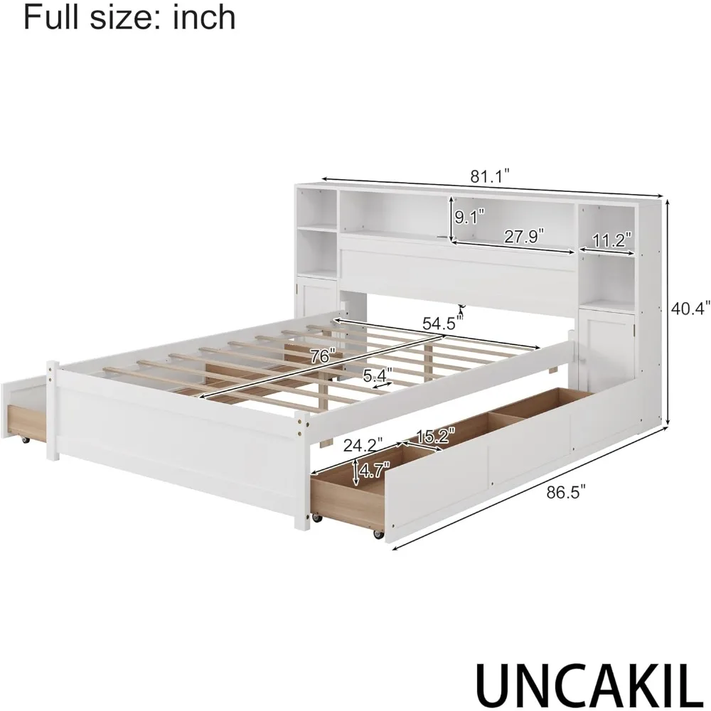 Cama alta de armazenamento de madeira com 6 gavetas, estação de carregamento para adolescentes e adultos, sem necessidade de molas