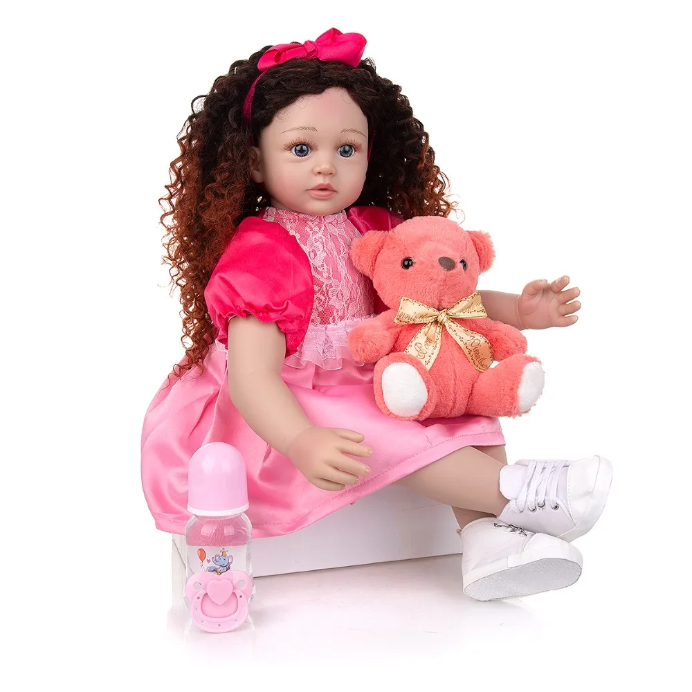 Bebes doll with60CM Soft Silicone Toddler Reborn Baby Dolls Lifelike Lindo Newborn Baby Boneca Girl Doll Toys Kids Birthday Gift