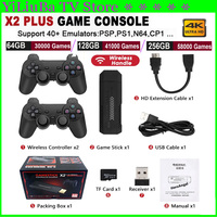 [Genuine]X2 Plus Game Console 3D4K HD Output TV Game Stick 64/128/256GB 2.4G Dual Handle Portable video Game Console For PS1 N64