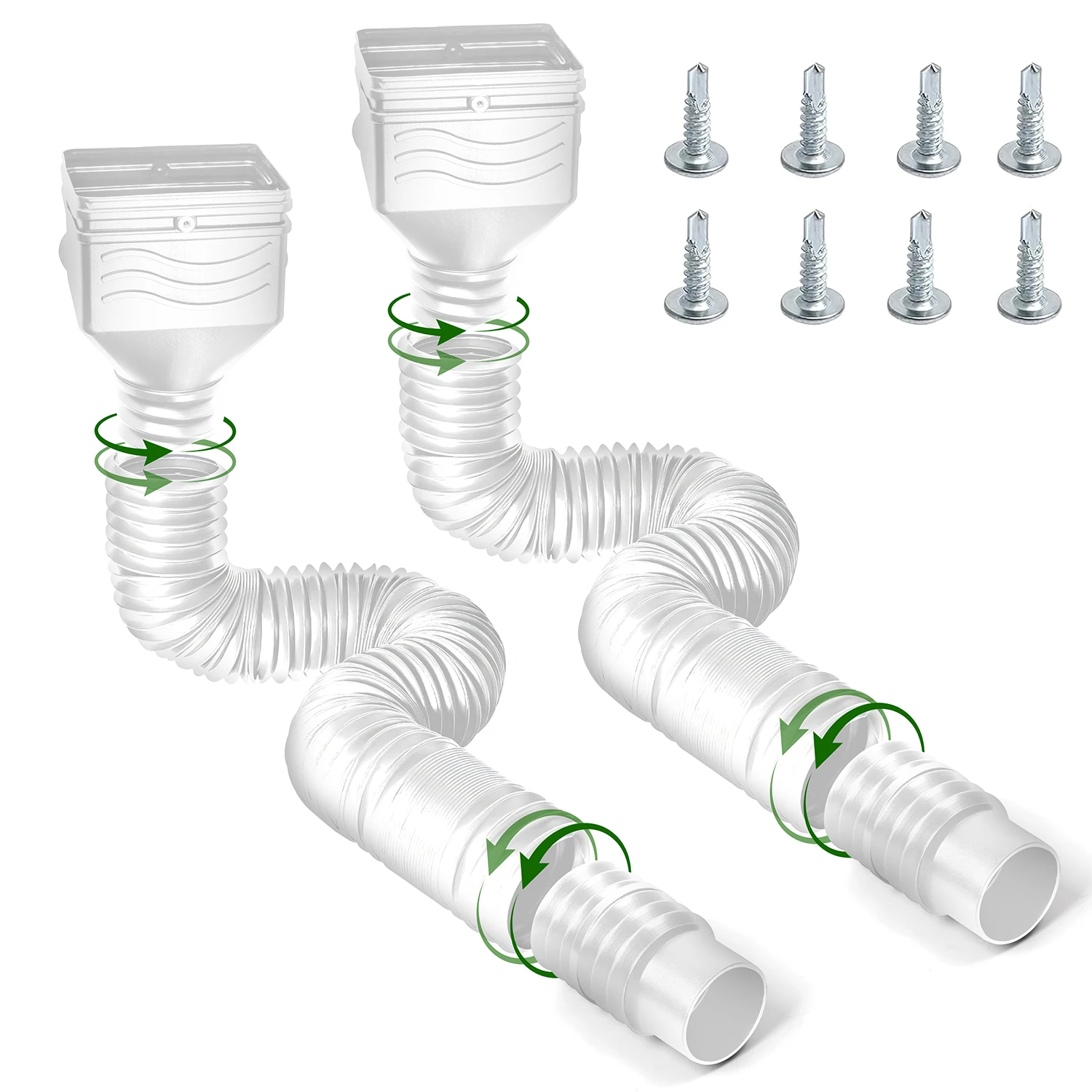 2PCS Black Rain Flexible Gutter Extendable from Downspout Extender Thickened Down Spout Drain Extension For Rainwater Drainage