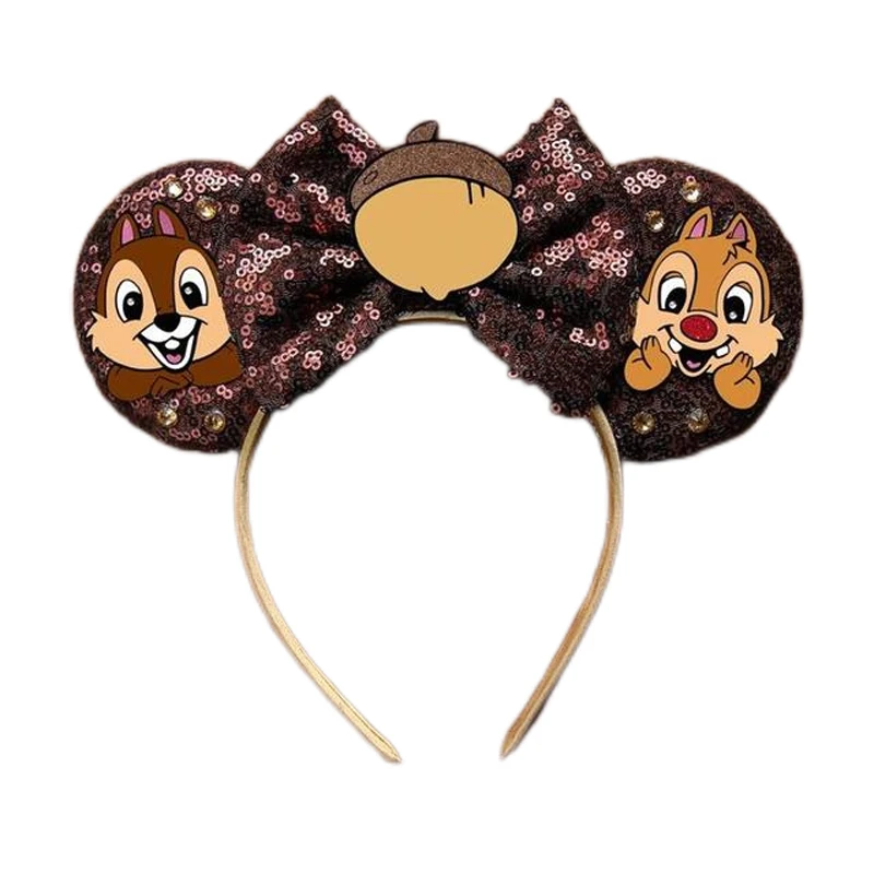 New Chic Mickey Mouse Ears Headband Halloween 2024 Bow Sequins Hairband Women Birthday Gift Girls Kids Party Hair Accessorie