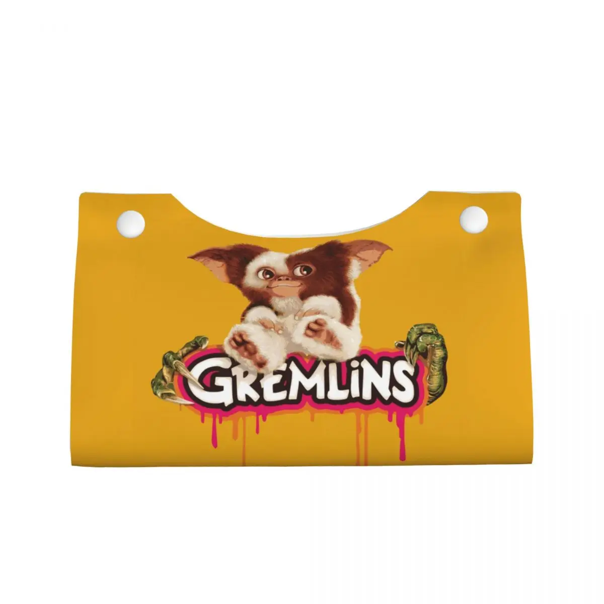 Custom Gremlins Tissue Box Cover PU Leather Rectangular Monster Movie Gizmo Mogwai Facial Tissue Box Holder for Bathroom Toilet