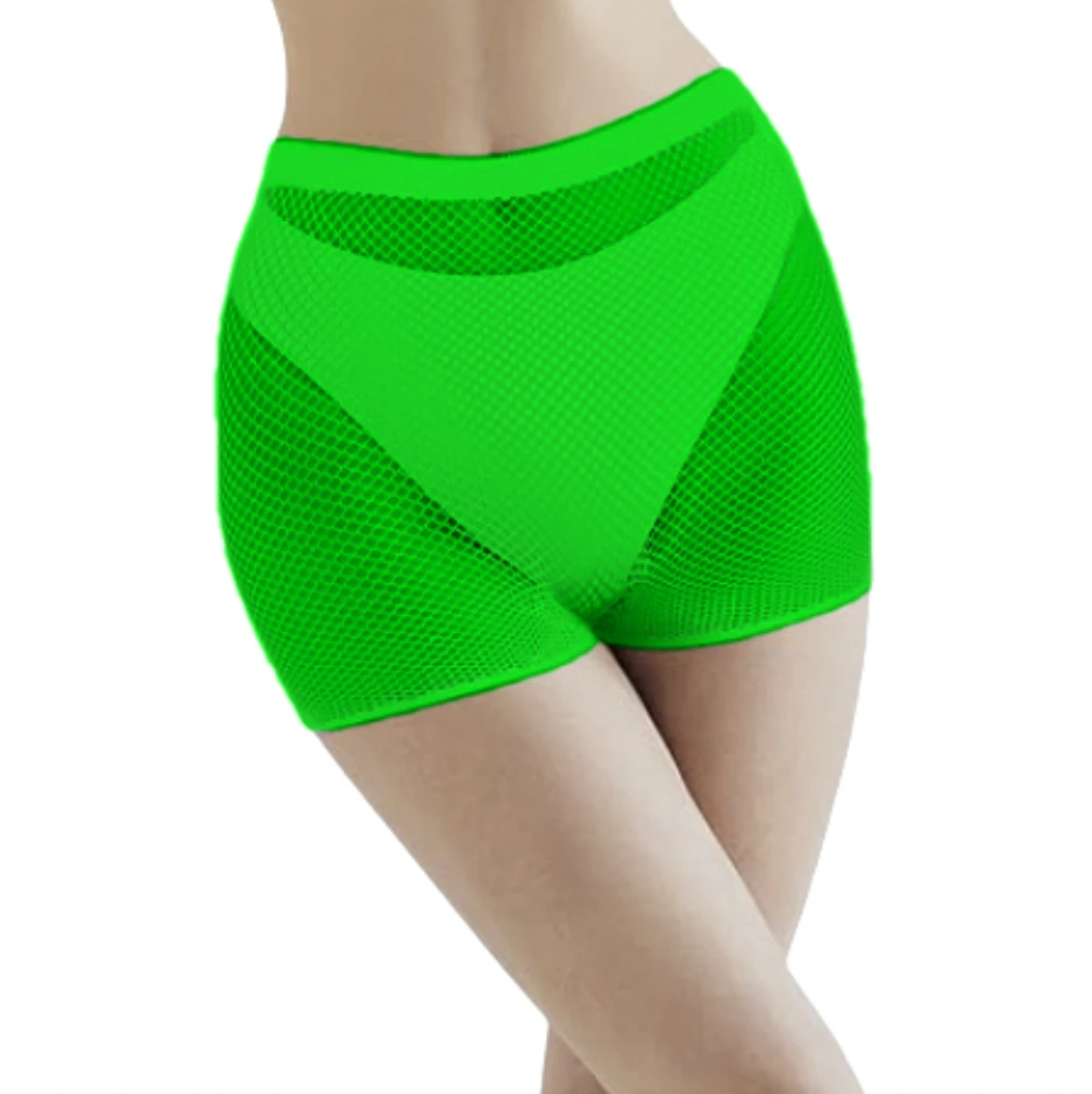 Kleurrijke korte panty's Ademend transparant damesondergoed Visnet Biker Kleine mesh korte panty