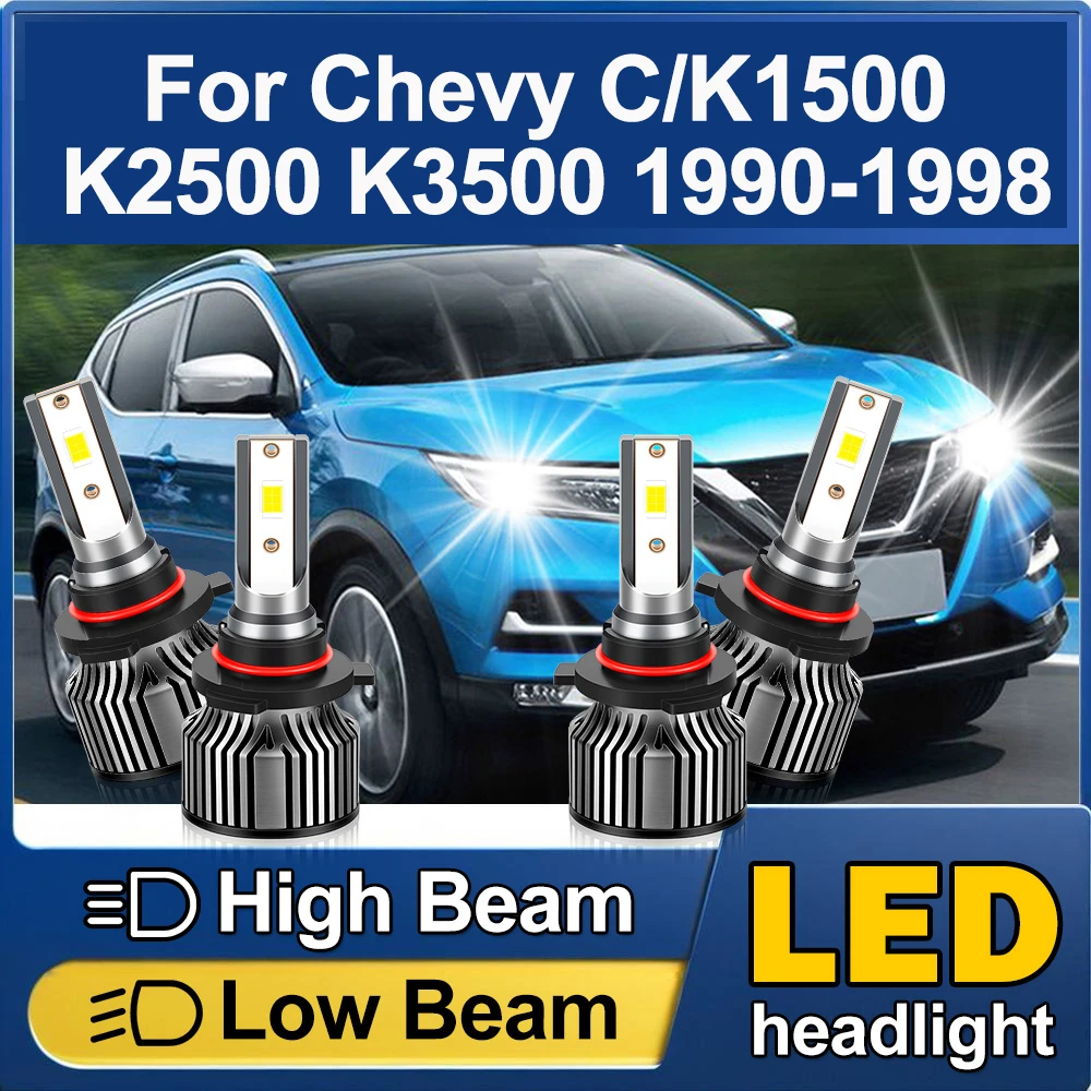 

Комплект белых светодиодных фар 6500k 9005 9006, лампа высокого/низкого света, супер яркие фары для Chevy C/K1500 K2500 K3500 1990-1998 гг.