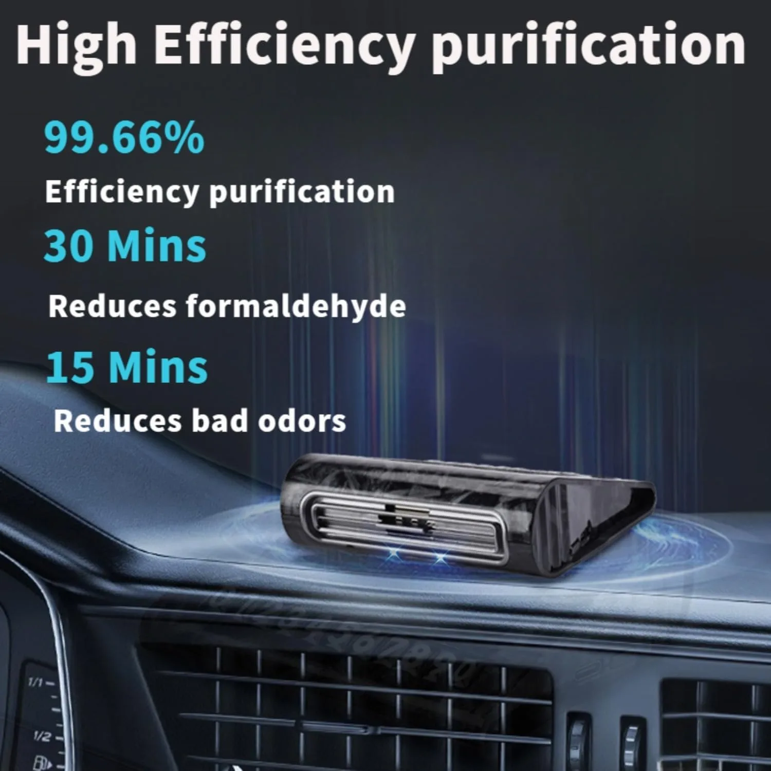 Solar Air Purifier for Car, 2-in-1 USB & Solar Charging, Ozone Ionizer Eliminates Smoke, Pet Odors, VOCs, Filter-Free, Portable
