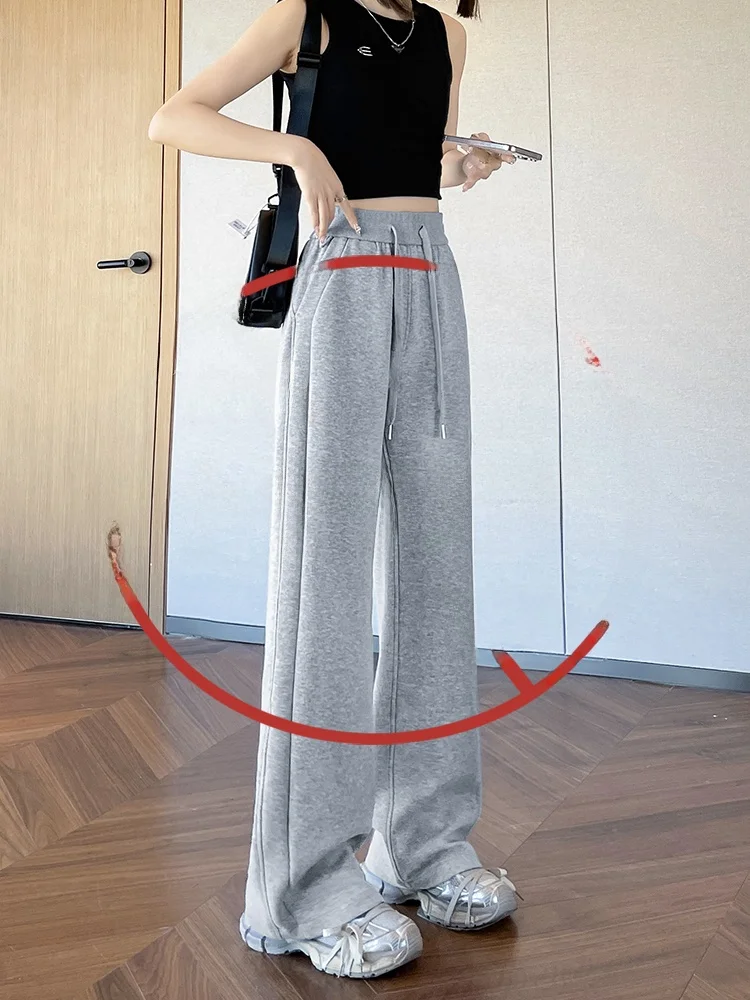 ay Sports Pants Women's Casual Straight Leg Yoga Pants High Waist Slimming Capri Length Polyester Blend Korean Sle