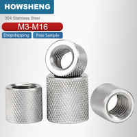 M3 M4 M5 M6 M8 M10 M12 M14 M16 Round Knurled Coupling Nut Stainless Steel Extend Long Lengthened Knurled Thumb Nut
