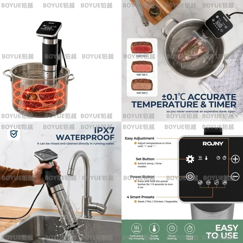 1300W Sous Vide Cooker IPX7 Waterproof Vacuum Slow Cooker LED Touch Immersion Circulator Accurate Cooking Machine
