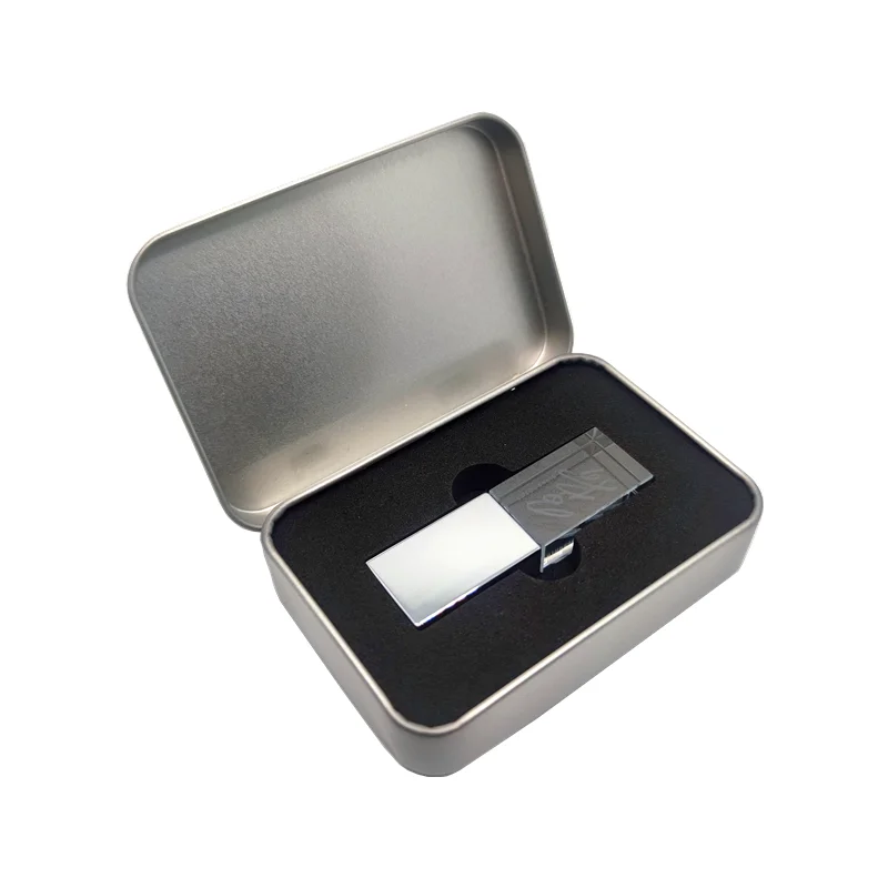 Nieuwe Gratis Custom Studio Logo Kleur Metalen Crystal USB2.0 Flash Drive 4Gb 8Gb 16Gb 32Gb 64gb 128Gb En Metalen Doos